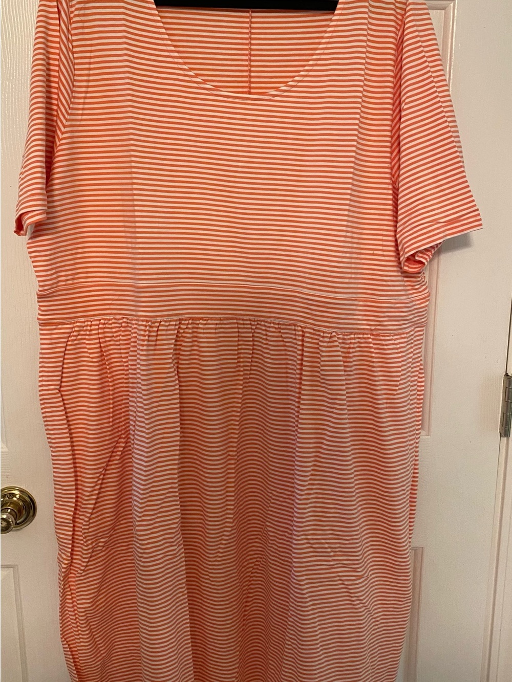 Lands' End Orange and White Striped Dress